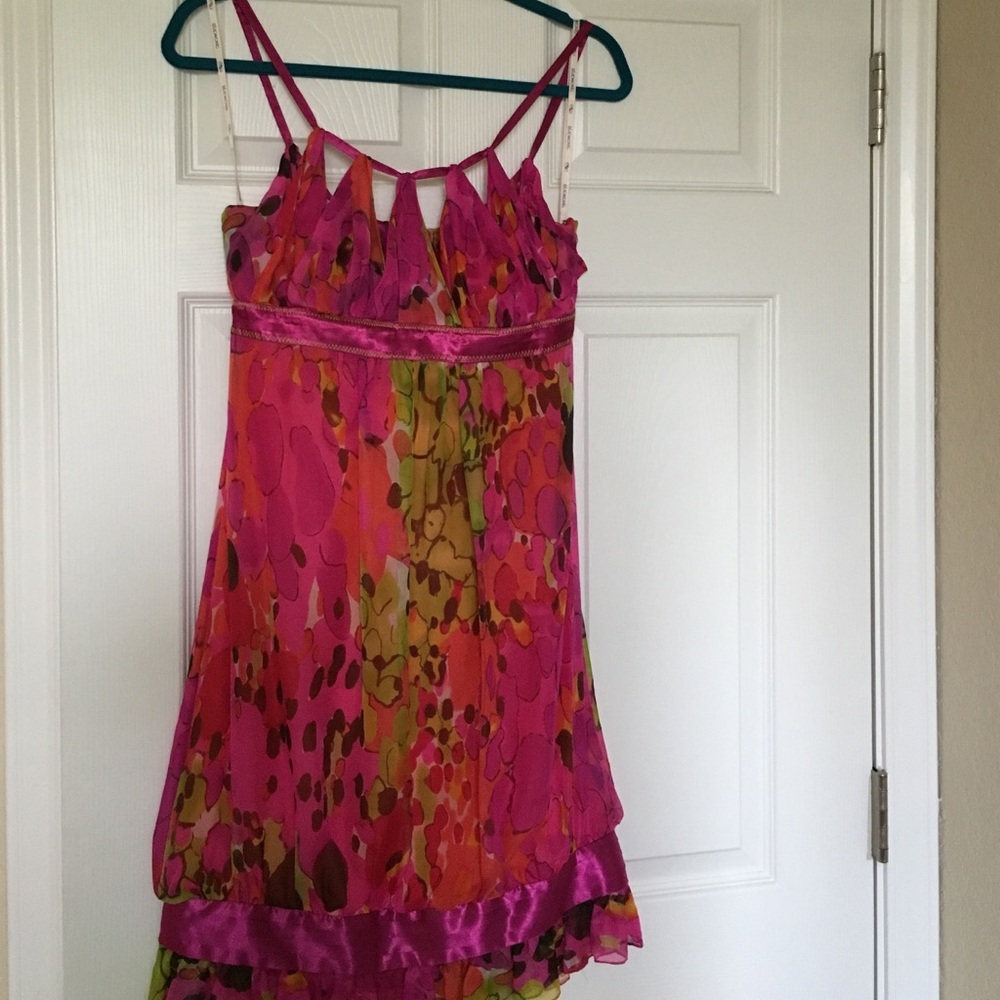 Sue Wong Strapless Dress in Pink and Orange